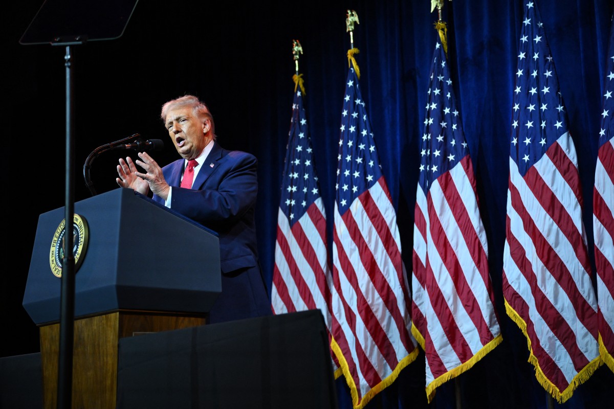 US President Donald Trump speaks at the House Republican Party (GOP) member retreat