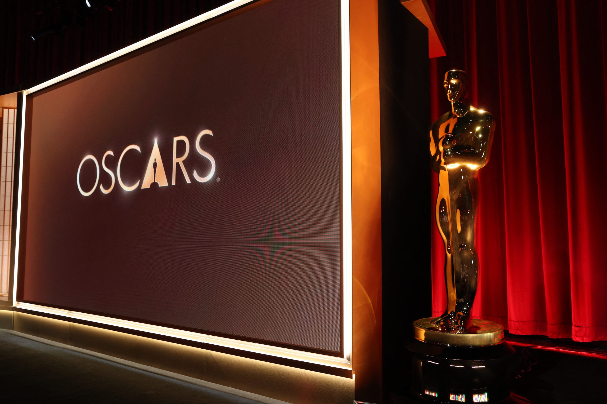 Oscar statues adorn the stage before the start of the 98th Academy Awards nominations announcement at the Samuel Goldwyn Theatre in Beverly Hills, California, January 22, 2026. (Photo by VALERIE MACON / AFP)