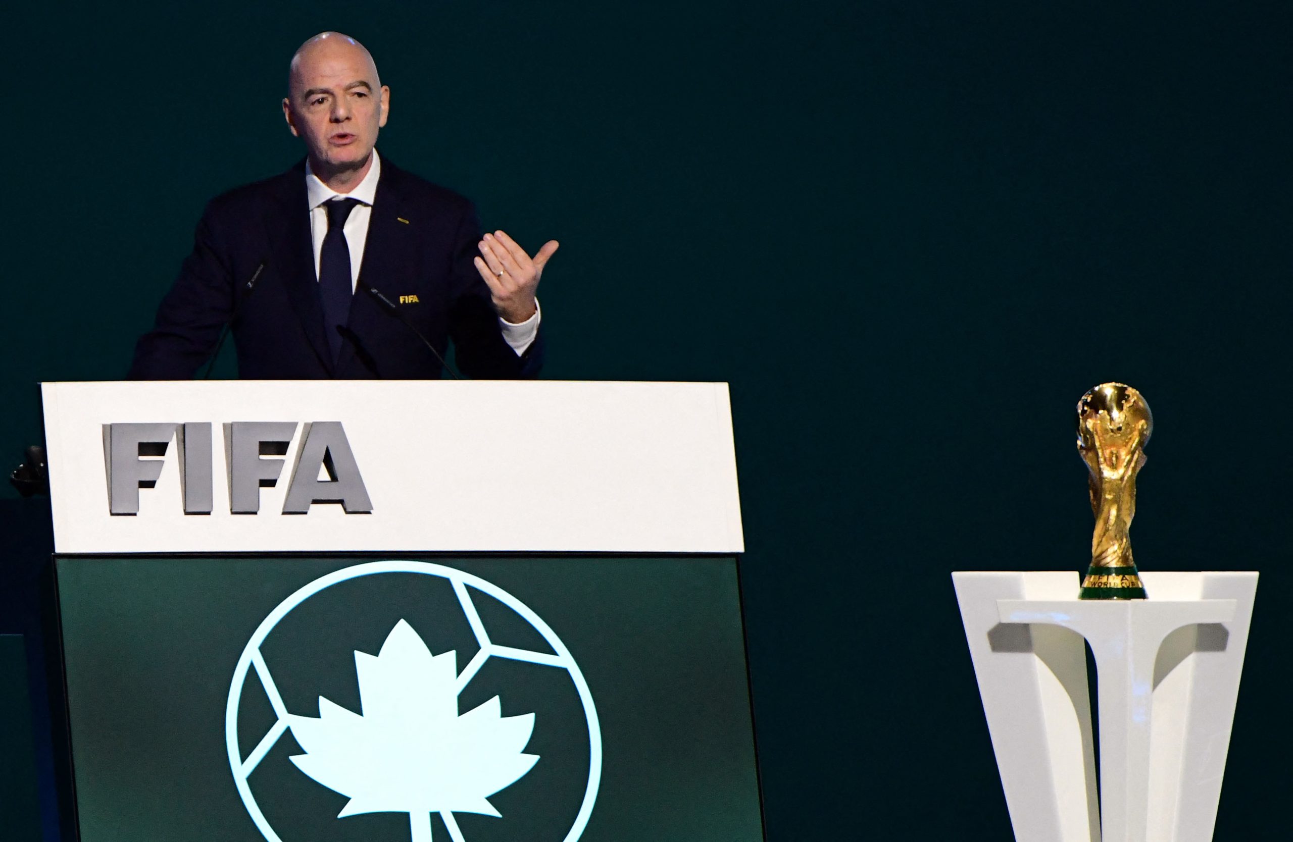 FIFA President Gianni Infantino speaks during the 76th FIFA Congress at the Vancouver Convention Centre on April 30, 2026 in Vancouver, Canada. (Photo by Don MacKinnon / AFP)
