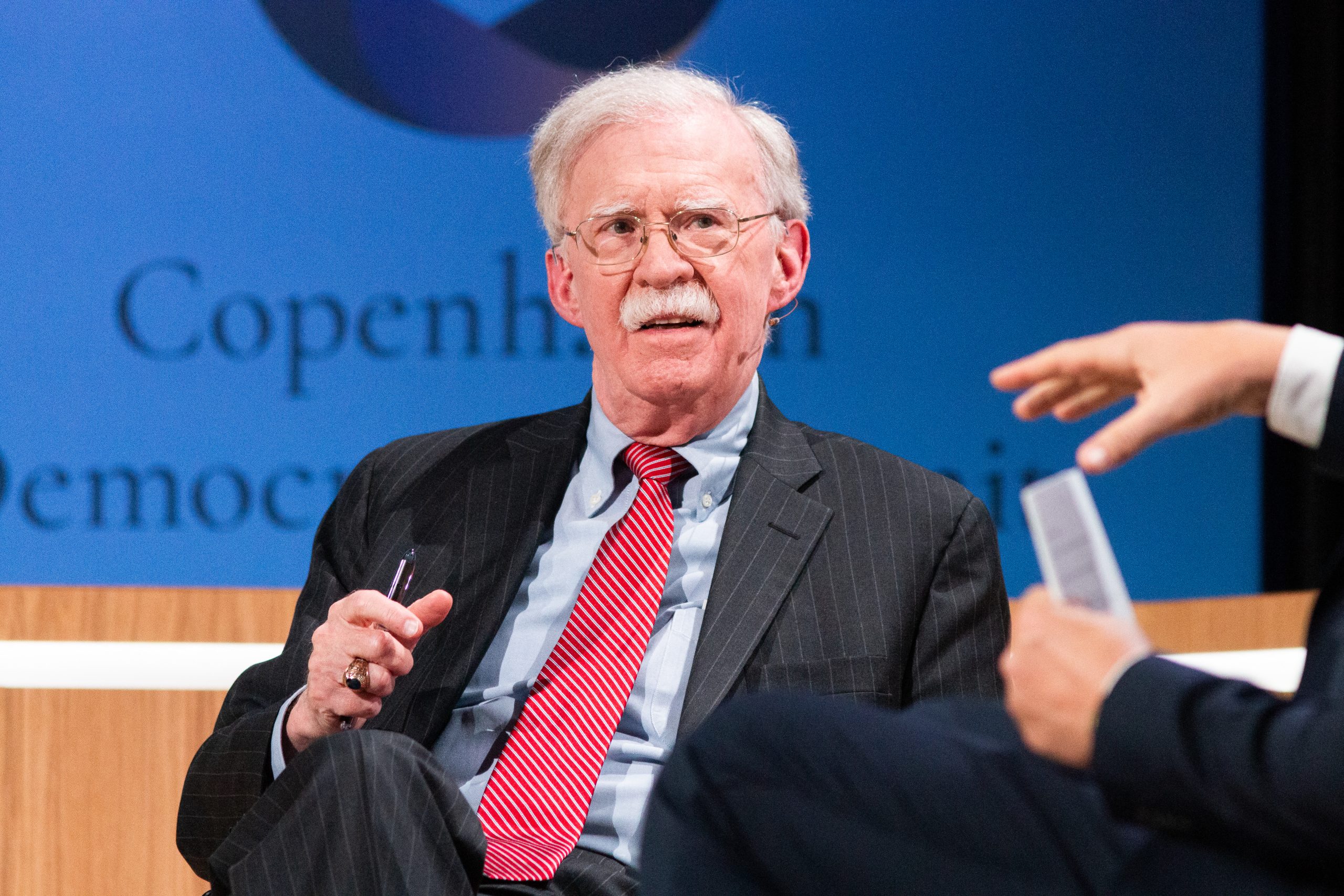 John Bolton, the 26th United States National Security Advisor, on stage during the Copenhagen Democracy Summit 2026 at the Royal Danish Playhouse in Copenhagen, Denmark, on May 12, 2026. (Photo by Kristian Tuxen Ladegaard Berg/NurPhoto) (Photo by Kristian Tuxen Ladegaard Berg / NurPhoto via AFP)